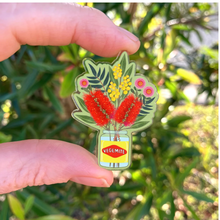 Load image into Gallery viewer, Vegemite Jar Native flowers   pin  Made in Australia from recycled Acrylic, Smyle Designs