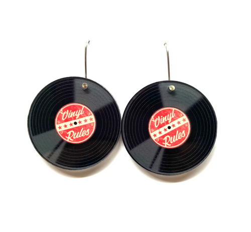 Vinyl Record Earrings  Made in Australia from recycled Acrylic, Smyle Designs