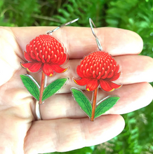 Load image into Gallery viewer, Waratah earrings made  in Australia from recycled Acrylic,  by Smyle Designs COMING SOON
