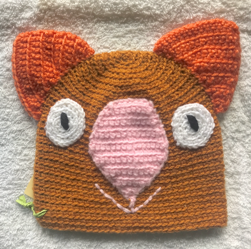 C 1-2. Wombat Beanie, hat  100% Wool Child: 1 - 2   yrs  Pumkin  pink Orange