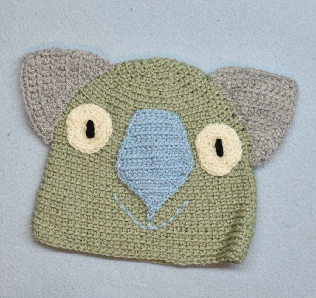 C 1-2 Wombat Beanie, hat  100% Wool Child 1 - 2  yrs :Gum sky, fawn