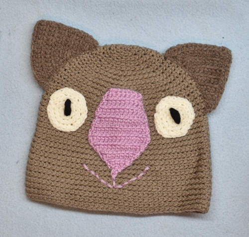 C 1-2 Wombat Beanie, hat  100% Wool Child 1 - 2  yrs :Coffee Pink  Chocolate