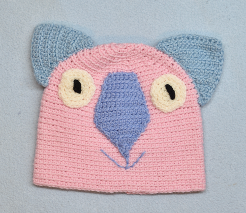 C 1-2 Wombat Beanie, hat  100% Wool Child 1 - 2  yrs : Pink pink sage