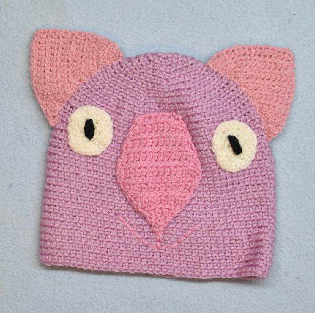 C 1-2 Wombat Beanie, hat  100% Wool Child 1 - 2  yrs : Pink, pink, pink