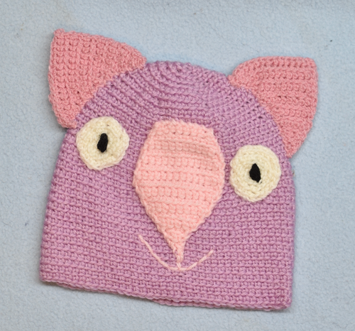 C 1-2 Wombat Beanie, hat  100% Wool Child 1 - 2  yrs : Pink, lt pink, pink