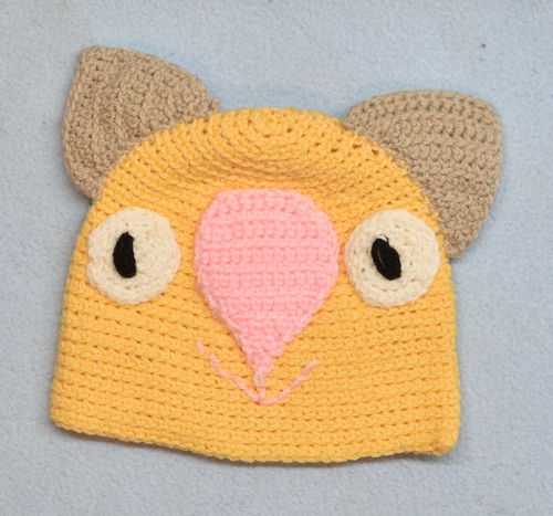 C 1-2 Wombat Beanie, hat  100% Wool Child 1 - 2  yrs : Gold  cofffee pink