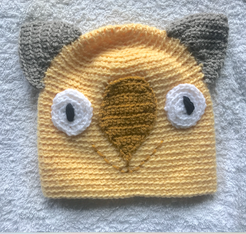 B. Wombat Beanie, hat   100% wool Baby 6 - 12mths: Yellow pumkin coffee