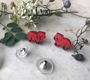 Wombats  red  16 mm wood  studs By Dianna