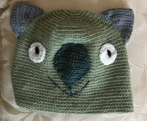 XL. Wombat Beanie, hat  100% wool  X Large Adult Men  & Women : Sage forest  grey