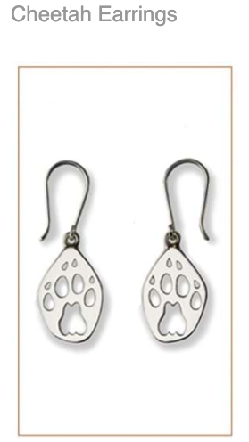 Cheetah Silver Footprint Earrings,  CUSTOM ORDER ABOUT  2 WEEKS, Bushprints Jewllery