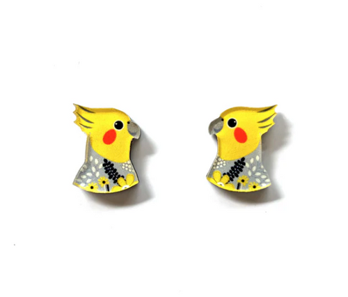 Cockatiel Studs Studs  Made in Australia from recycled Acrylic, Smyle Designs
