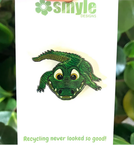 Crocodile Pin Made in Australia from recycled Acrylic, Smyle Designs