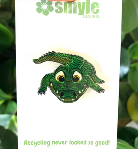 Crocodile Pin Made in Australia from recycled Acrylic, Smyle Designs