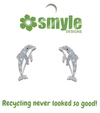 Load image into Gallery viewer, Dolphin studs GREY Made in Australia from recycled Acrylic, Smyle Designs