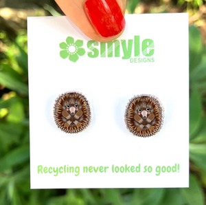 Echidna studs made  in Australia from recycled Acrylic,  by Smyle Designs
