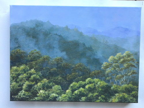 Mist in the mountains  40 x 30cm Original Oil by Kathie Bateman Includes Aust shipping