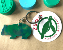 Load image into Gallery viewer, A Wombat  Key Ring Mother Earth Green  Made from Drink bottle lids in Australia