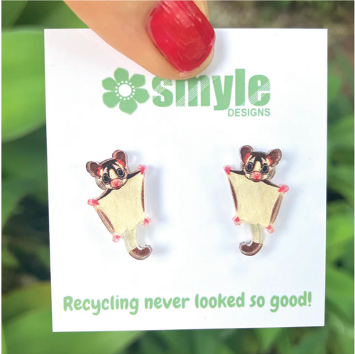 Sugar Glider Studs  Made in Australia from recycled Acrylic, Smyle Designs