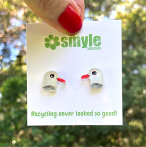 SeaGull  studs by  in Australia from recycled Acrylic, Smyle Designs