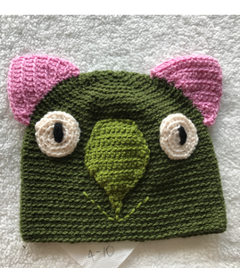 C 2-6 . Drop bear, Wombat, Koala Hat 100% wool Child 2-6 yrs: Dark Green pink sage