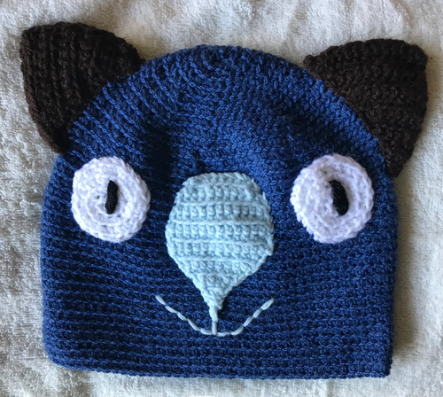Drop bear, Wombat, Koala Hat  100% wool  7 - 12X Small Adult: Blue Brown