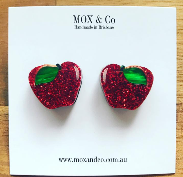 Cute little apple studs by Mox + Co