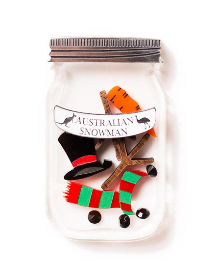 Australian Snowman jar Brooch  By Martini Slippers