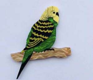 Budgie Green Brooch  by Mox + co