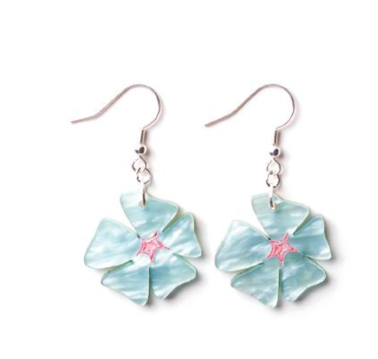 Baby Blue Flower Earrings By Martini Slippers