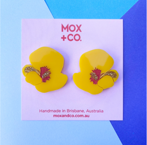 Bacon and Egg Flower Statement Stud  by Mox + co