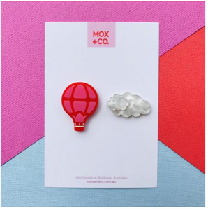 Hot Air Ballon & Clouds Statement Studs by Mox + co
