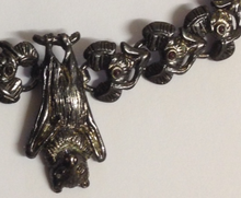 Load image into Gallery viewer, Bat Pewter Necklace  Dark Antique silver : Peek- a- Boo