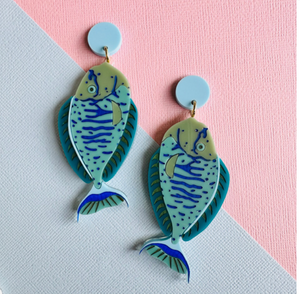 Big Nose Unicorn  Fish  Dangles  by Mox + co in store
