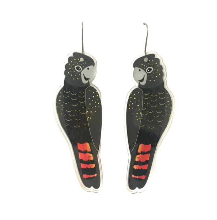 Black Cockatoo Earrings by Smyle Made in Australia from recycled Acrylic
