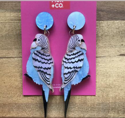 Budgie Blue Dangles  by Mox + co