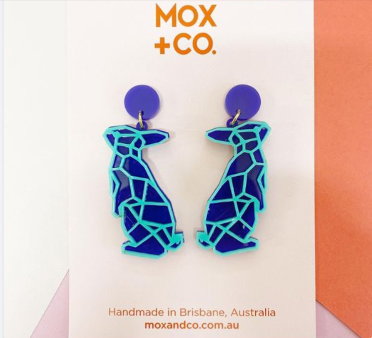 Blue Sitting Bunny  Dangles  by Mox + co