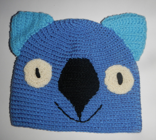 D. Wombat Beanie, hat  100% wool  7 - 12 yrs Extra Small Adult: Blue Lt blue