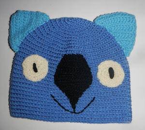 Drop bear, Wombat, Koala Hat 100% wool  7 - 12 X Small Adult: Blue Lt blue