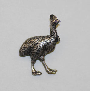 Cassowary Pewter Brooch Antique silver : Peek- a- Boo