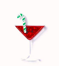 Load image into Gallery viewer, Christmas Cocktail Red Interactive  Brooch By Martini Slippers