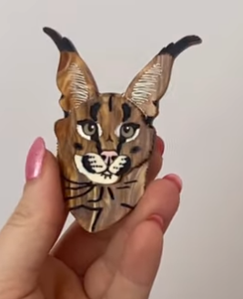 Clive the Caracal  Brooch by Daisy Jean.