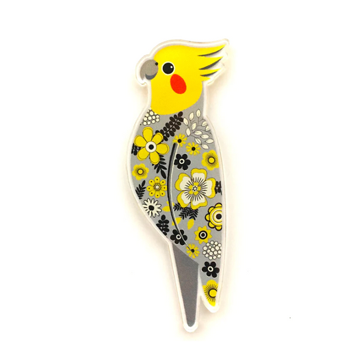 Cockatiel Brooch  Made in Australia from recycled Acrylic, Smyle Designs