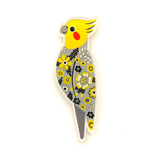 Cockatiel Brooch  Made in Australia from recycled Acrylic, Smyle Designs