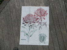 Load image into Gallery viewer, Waratah Cotton Drill Apron + Linen tea towel set