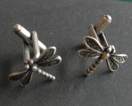Dragon Fly Pewter Cufflinks Antique Silver Plated: Peek -a- Boo