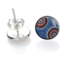 Load image into Gallery viewer, Camping Around Waterholes  Studs, Aboriginal designs, Allegria Designs