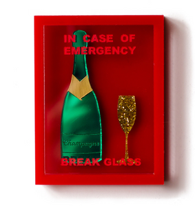 Emergency Champagne Box Brooch By Martini Slippers