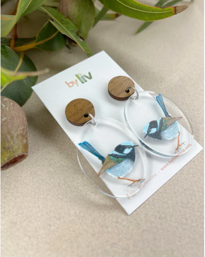 Blue Wren Finn - Statement Dangles, By Liv