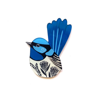 Fairy Wren Brooch by Smyle Made in Australia from recycled Acrylic