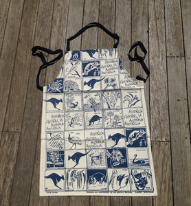 Fauna and Flora blue print  Cotton drill Apron made in Australia